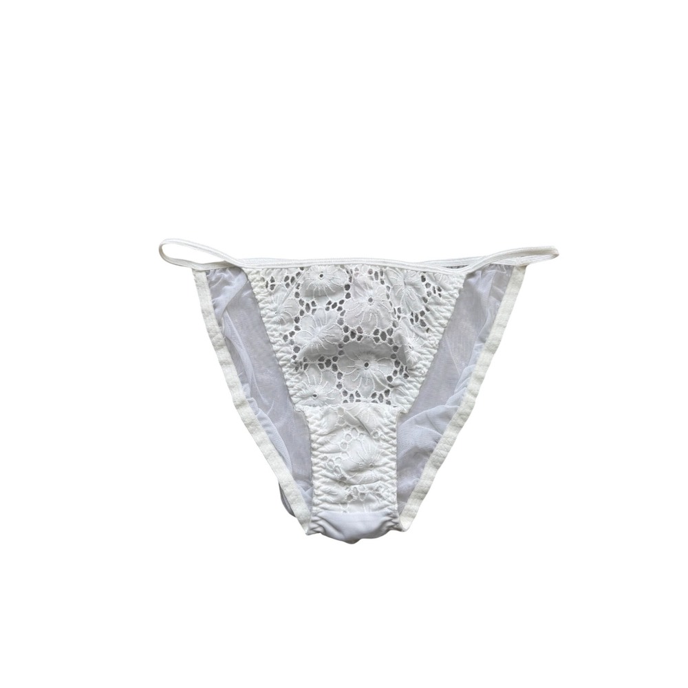 Vintage Y2K Victoria's Secret Floral Cotton Panties Size L White Cottagecore